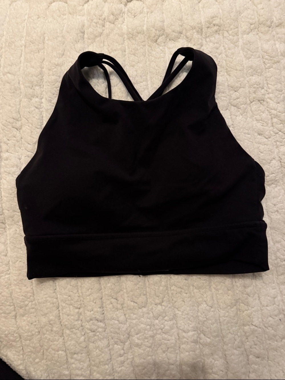 BuffBunny Black High-Neck Strappy Sports Bra
